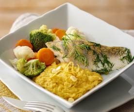 Pike perch fillets with fresh corn polenta