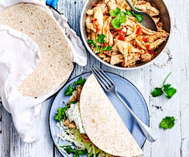 Tortillas au poulet effiloché