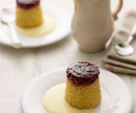 Puding v páře s malinovým džemem