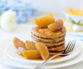 Wholefood Pancakes with Vanilla and Cinnamon Poached Apples