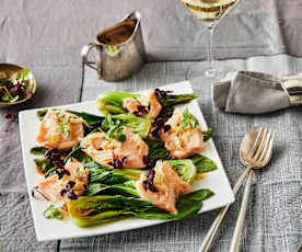 Lachs mit Pak Choi und Ponzusauce