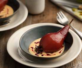 Red Wine-poached Pears with Crème Anglaise