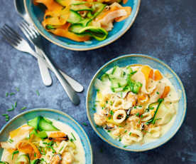 Crème de fruits de mer et tagliatelle de légumes