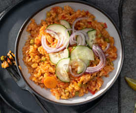 Arroz con tomate y verduras