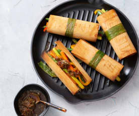 Lemongrass and lime glazed vegetable wraps