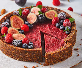 Pay de frambuesas vegano y sin gluten