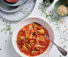 Spezzatino di pollo con chorizo e patate