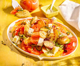 Bratkartoffel-Salat mit Ochsenherz-Tomaten