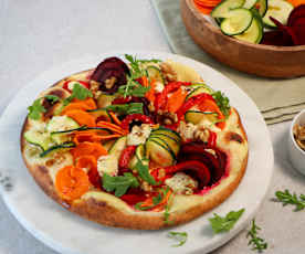 Crispy flatbread with halloumi & ribbon veggies (Thermomix® Spiralizer, TM5)