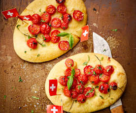 Focaccia con pomodori ciliegino