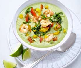 Avocadosuppe mit Garnelen