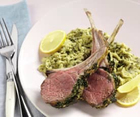 Lamb with Artichoke and Spinach Purée