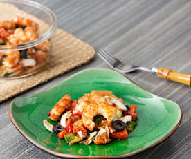 Gambones con ensalada de verano