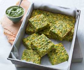 Mashed pea and corn slice