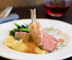 Lamb rack with port sauce and parsnip purée