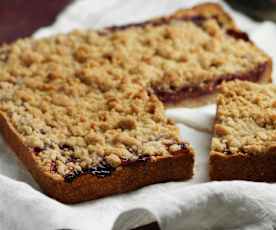 Pear, Rhubarb and Red Fruit Crumble Tart