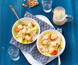 Noix de saint-jacques sur lit de poireau