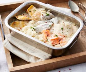 Gratin de poissons à la choucroute