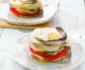 Timbal de escalivada con patatas (Cataluña)