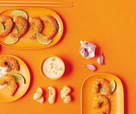 Langostinos crujientes con mayonesa de sriracha