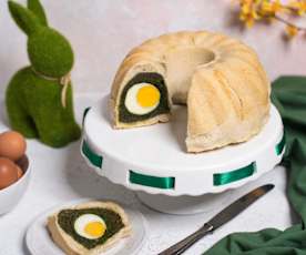 Wytrawna babka z zielonym farszem i jajkami