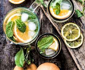 Tisana fredda menta, limone e arancia