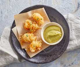 Gamberi in pasta kataifi e maionese al wasabi