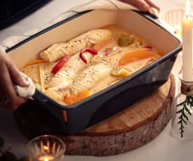 Cocotte de lotte au curry et légumes