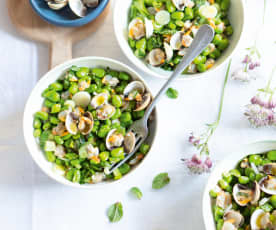 Salade de fèves aux coques à la menthe