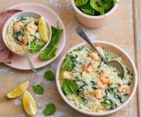 Risotto aux épinards, crevettes et citron