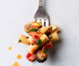 One-Pot Tomato Garlic Pasta with Mussels