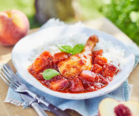 Hähnchen-Pfirsich-Topf mit Balsamico