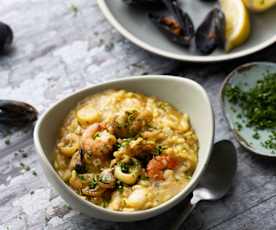 Risotto de mariscos (sin lácteos)