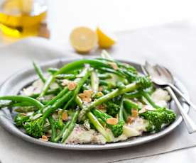 Steamed greens with lemon feta