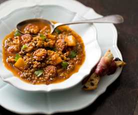 Spanish Green Lentil And Chorizo Soup