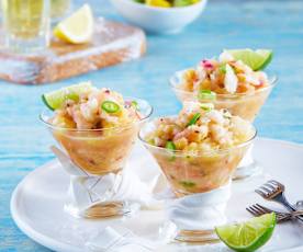 Pico de gallo con frutas y hierbabuena