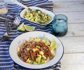 Marinated chicken with salsa