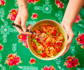 Schneller One-Pot-Tomaten-Reis