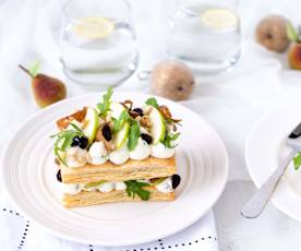 Goats cheese and caramelised onion mille feuille
