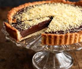 Bitter Chocolate and Orange Liqueur Tart with Honeycomb Dust