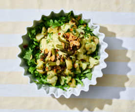Herby potato salad with crisp topping
