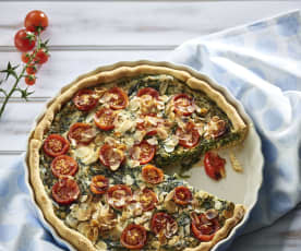 Spinach and tomato quiche