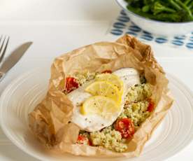 Branzino al vapore con cous cous erbe e limone