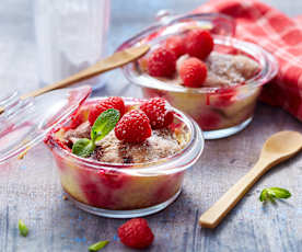 Lasagne chocolat, crème vanille et framboises