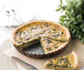 Quiche de cogumelos e espinafres