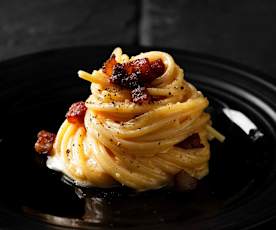 Espaguetis a la carbonara a baja temperatura