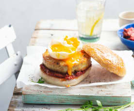 Burger de pollo con tomates secos