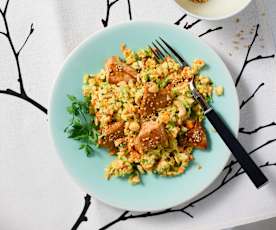 Coleslaw mit gebratenem Hähnchen