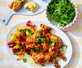 Butterflied chilli lemon chicken and rice