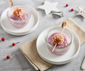 Polpette al cotechino su crema alle patate viola